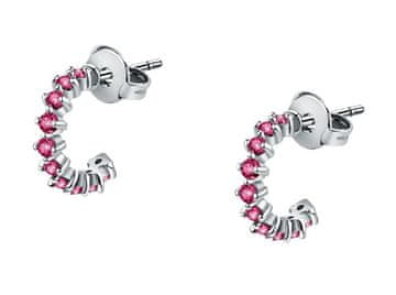 La Petite Story Ujemajoči se jekleni uhani s kristali fuksije LPS01AYQ123