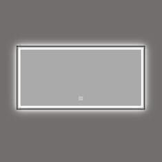 S6 Steklarstvo Šest LED ogledalo S66D s črnim okvirjem, 150x80cm