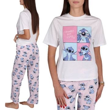 Disney DISNEY Stitch Dvodelna ženska pižama iz 100 % bombaža s kratkimi rokavi in dolgimi hlačami