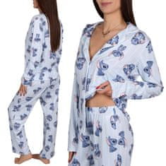 Disney DISNEY Stitch Ženske pižame z dolgimi rokavi in zadrgo, ŠIROKE HLAČE, zapenjanje z gumbi, SPALNI KOMPLET XL