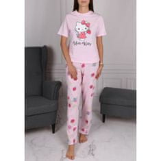 HELLO KITTY Hello Kitty Ženske DVODELNA PIŽAMA s kratkimi rokavi, širokimi hlačnicami, 100% BOMBAŽ XS