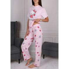 HELLO KITTY Hello Kitty Ženske DVODELNA PIŽAMA s kratkimi rokavi, širokimi hlačnicami, 100% BOMBAŽ XS