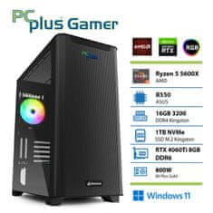 PCplus Gamer Ryzen 5 5600X 16GB 1TB SSD RTX 4060Ti 8GB Windows 11 Home gaming namizni računalnik