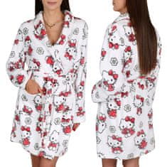 HELLO KITTY Hello Kitty Bela, ŽENSKA kopalna halja s pasom, TOPLA kopalna halja z žepi, Mehka kopalna halja XXS