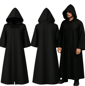 Korbi Čierny plášť – kostým lekára moru, Darth Vader, temný kostým na karneval alebo ples
