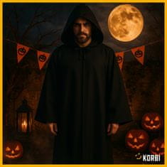 Korbi Čierny plášť – kostým lekára moru, Darth Vader, temný kostým na karneval alebo ples