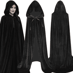 Korbi Dlhý čarodejnícky / čarovniči plášť – kostým na Halloween, čierny, veľkosť XL