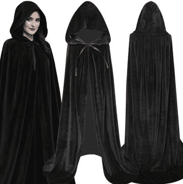 Korbi Dlhý čarodejnícky / čarovniči plášť – kostým na Halloween, čierny, veľkosť XL