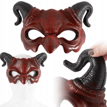 Korbi Maska na oči – tvár diabla / démona s rohmi, kostým na Halloween, karneval alebo tematickú párty