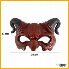 Korbi Maska na oči – tvár diabla / démona s rohmi, kostým na Halloween, karneval alebo tematickú párty