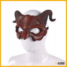 Korbi Maska na oči – tvár diabla / démona s rohmi, kostým na Halloween, karneval alebo tematickú párty
