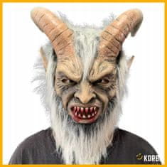 Korbi Latexová maska – Krampus / Diabol / démon s rohmi, kostým na Halloween alebo tematickú párty