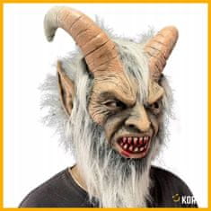 Korbi Latexová maska – Krampus / Diabol / démon s rohmi, kostým na Halloween alebo tematickú párty