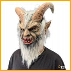 Korbi Latexová maska – Krampus / Diabol / démon s rohmi, kostým na Halloween alebo tematickú párty
