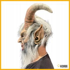 Korbi Latexová maska – Krampus / Diabol / démon s rohmi, kostým na Halloween alebo tematickú párty