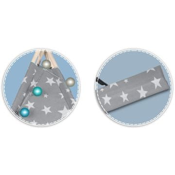 Nukido otroški teepee šotor z lučkami - siv z zvezdicami