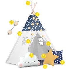 shumee Nukido otroški šotor tipa teepee z lučkami - temno moder