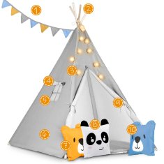 shumee Nukido otroški šotor tipi z lučkami - siv