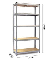 shumee Kovinsko stojalo za shranjevanje 150 x 75 x 30 cm Humberg HR-810