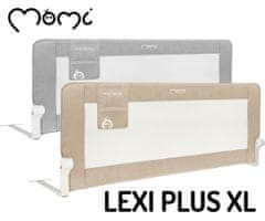 MoMi Lexi Plus XL otroška ograja za posteljo, varovalna, 180°, tkanina, 151x65x34cm, siva