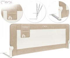 MoMi Lexi Plus XL otroška ograja za posteljo, varovalna, 180°, tkanina, 151x65x34cm, bež
