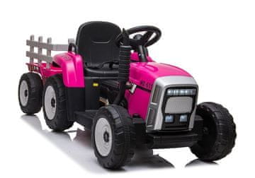 RAMIZ 12V električni traktor s prikolico roza z daljincem