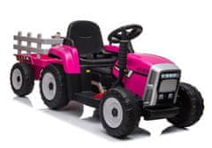 RAMIZ 12V električni traktor s prikolico roza z daljincem