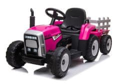 RAMIZ 12V električni traktor s prikolico roza z daljincem
