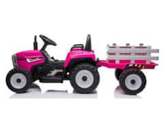 RAMIZ 12V električni traktor s prikolico roza z daljincem