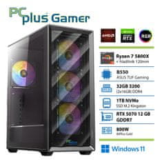PCplus Gamer namizni računalnik, R7-5800X, 32GB, SSD1TB, RTX5070, W11H