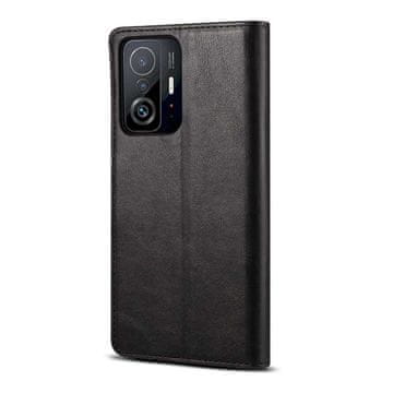 LENUO Usnjen preklopni ovitek za Mi 11T/Mi 11T Pro, črna