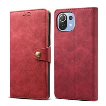 LENUO Usnjen preklopni ovitek za Mi 11 Lite, rdeča