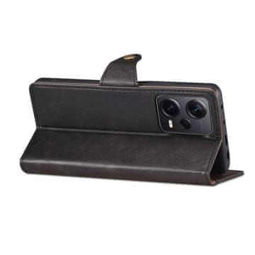 LENUO Usnjen preklopni ovitek za Redmi Note 12 5G, črna