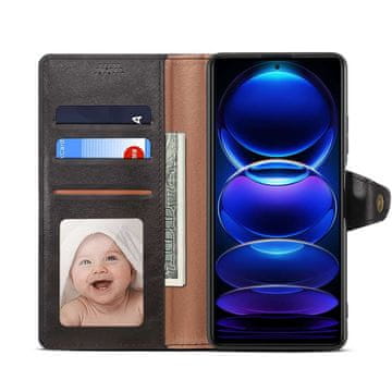 LENUO Usnjen ovitek za Redmi Note 12 Pro 5G črna