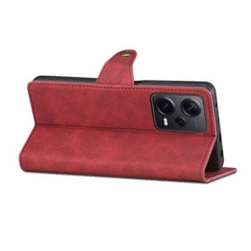 LENUO Usnjen preklopni ovitek za Redmi Note 12 Pro+ 5G rdeča