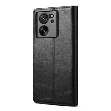 LENUO Usnjen preklopni ovitek za Xiaomi 13T/ 13T Pro črna