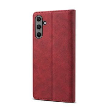 LENUO Usnjen ovitek za Samsung Galaxy A15, preklopni, rdeča