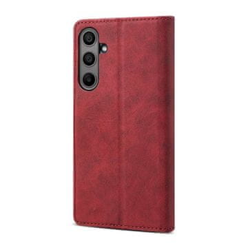 LENUO Usnjen ovitek za Samsung Galaxy A35, rdeča