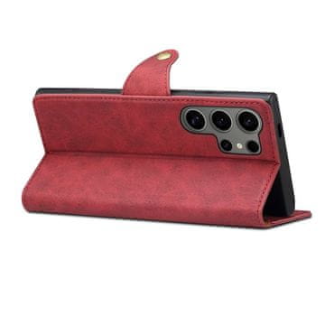 LENUO Usnjen ovitek za Samsung Galaxy S24 Ultra, preklopni, rdeča