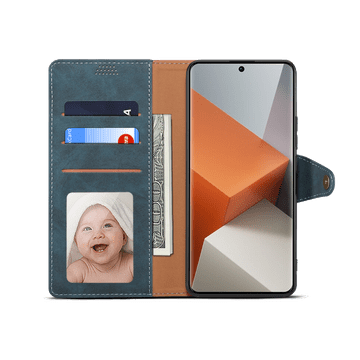 LENUO Usnjen preklopni ovitek za Redmi Note 13 Pro+ 5G modra