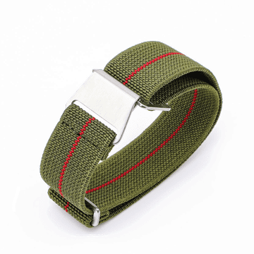 LENUO Silikonski pašček 22 mm zeleno/rdeča črta