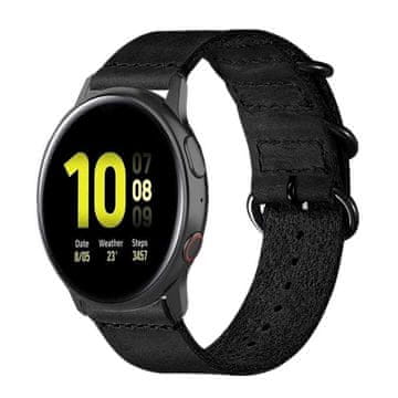 LENUO Eleganten usnjen pašček 20 mm (črn)