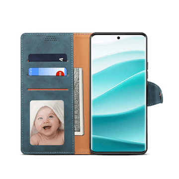 LENUO Usnjen preklopni ovitek za Redmi Note 14 Pro+ 5G modra