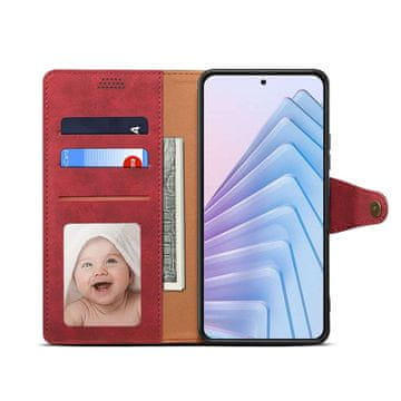 LENUO Usnjen ovitek za Redmi Note 14 4G rdeča