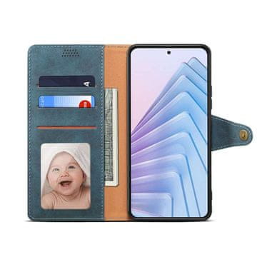 LENUO Usnjen preklopni ovitek za Redmi Note 14 4G modra