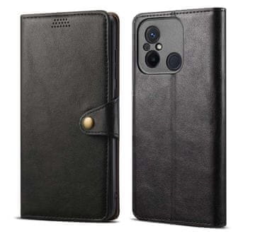 LENUO Usnjen preklopni ovitek za Redmi 12C, črna