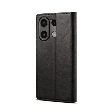 LENUO Usnjen preklopni ovitek za Redmi Note 13 črna