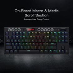 Redragon Horus TKL Pro K621 brezžična tipkovnica, RGB, USB-C, BT, črna