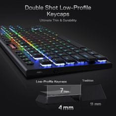 Redragon Horus TKL Pro K621 brezžična tipkovnica, RGB, USB-C, BT, črna