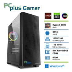 PCplus Gamer računalnik, Ryzen 5 5500, 16GB, 1TB, RTX 4060 Ti, W11H (147322)